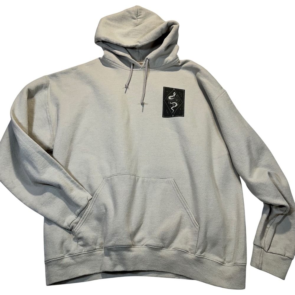 Bowery Supply Co Hoodie Men XL Beige Celestial Tarot Snake Occult Goth Aesthetic